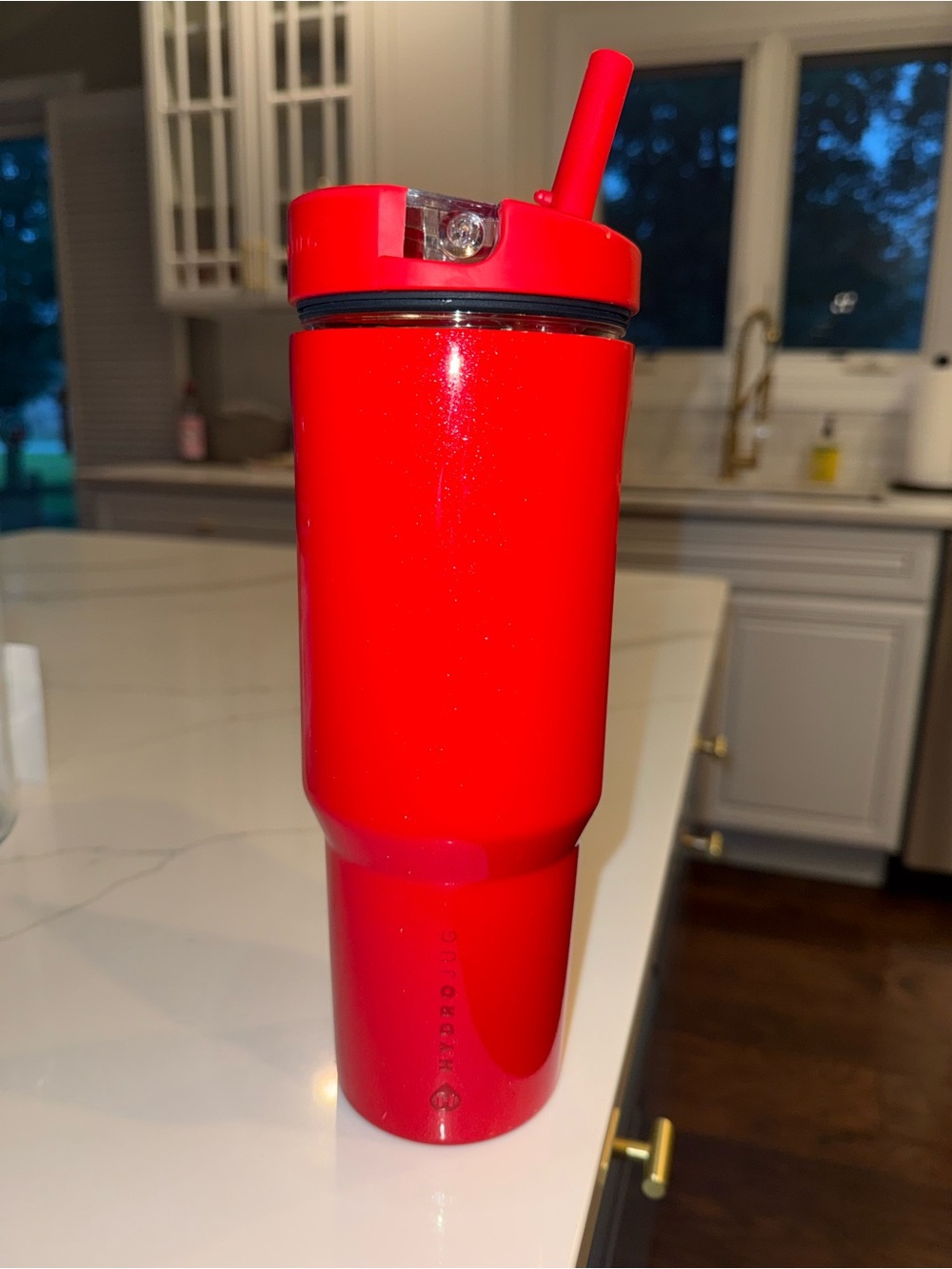 HydroJug Red Glitter Tumbler with Straw